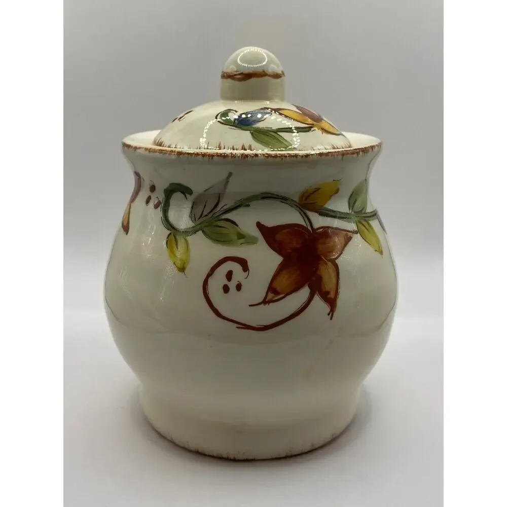 Maxcera Handcrafted In China Sugar Bowl And Creamer Leaf Vine